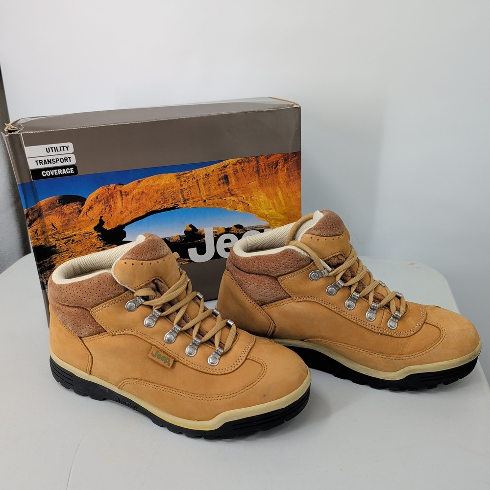 Jeep Tahoe Chamois Mens Hiking Boots Tan Leather Mid Top Skid Resistant 10M